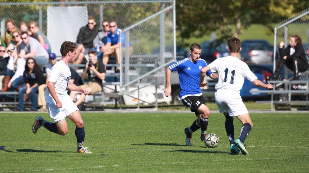 GVL / Kevin Sielaff - Grand Valley's club soccer team sqaures off against Notre Dame University Oct. 11.