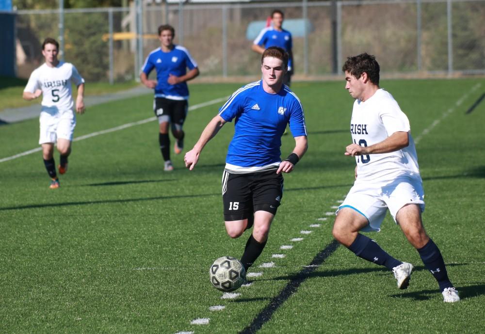 GVL / Kevin Sielaff - Grand Valley's club soccer team sqaures off against Notre Dame University Oct. 11.