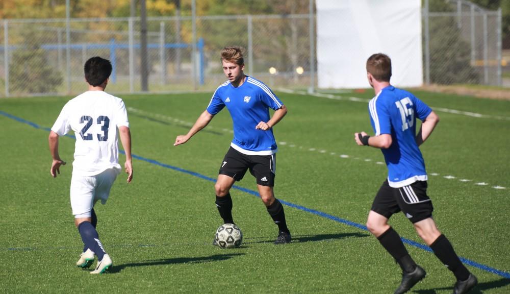 GVL / Kevin Sielaff - Grand Valley's club soccer team sqaures off against Notre Dame University Oct. 11.