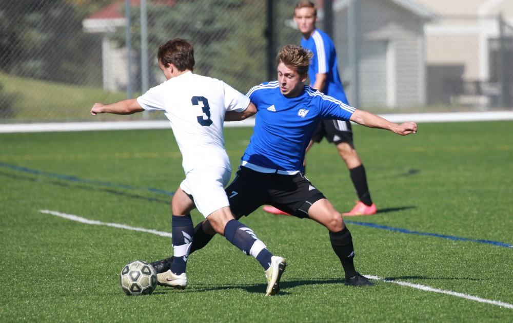 GVL / Kevin Sielaff - Grand Valley's club soccer team sqaures off against Notre Dame University Oct. 11.