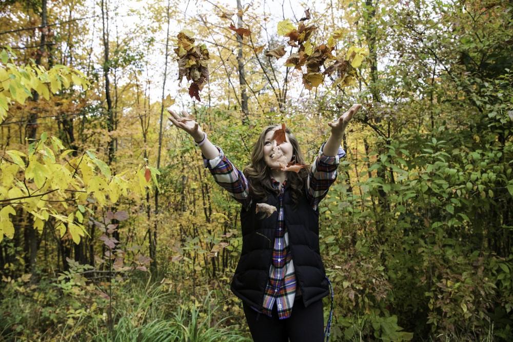 GVL / Sara Carte
Grand Valley student, Bethany Garcia, celebrates the Fall season on Oct. 14. The dean of the College of Liberal Arts and Sciences is pushing for a Fall breather weekend of no school work.