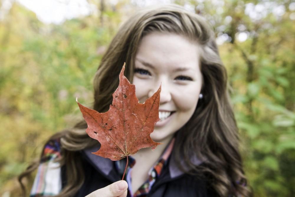 GVL / Sara Carte
Grand Valley student, Bethany Garcia, celebrates the Fall season on Oct. 14. The dean of the College of Liberal Arts and Sciences is pushing for a Fall breather weekend of no school work.