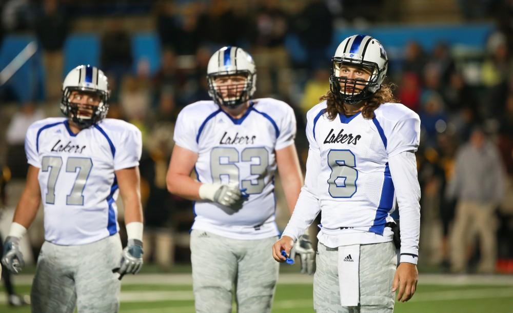 GVL / Kevin Sielaff -  Bart Williams (6) awaits a play call. Grand Valley squares off against Michigan Tech Oct. 17 at Lubbers Stadium in Allendale. The Lakers defeated the Huskies with a score of 38-21.