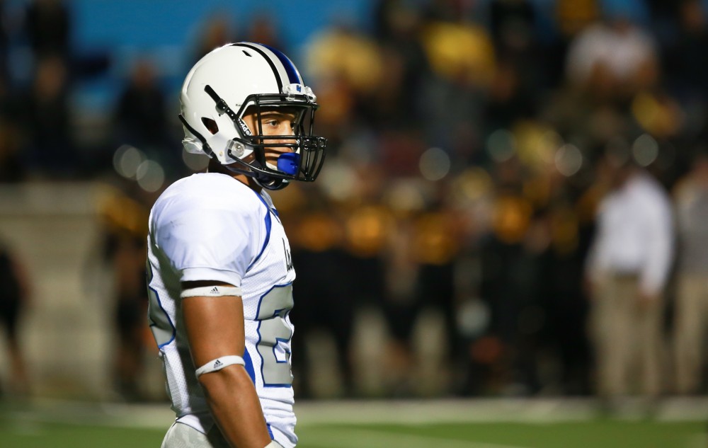 GVL / Kevin Sielaff -  Grand Valley squares off against Michigan Tech Oct. 17 at Lubbers Stadium in Allendale. The Lakers defeated the Huskies with a score of 38-21.