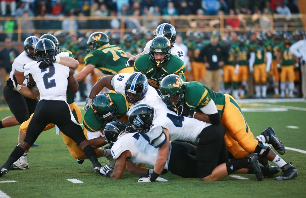 GVL / Kevin Sielaff - Grand Valley squares off against Wayne State University Oct. 11 in Detroit, MI. The Lakers surged to a 38-17 victory vs. the Warriors.