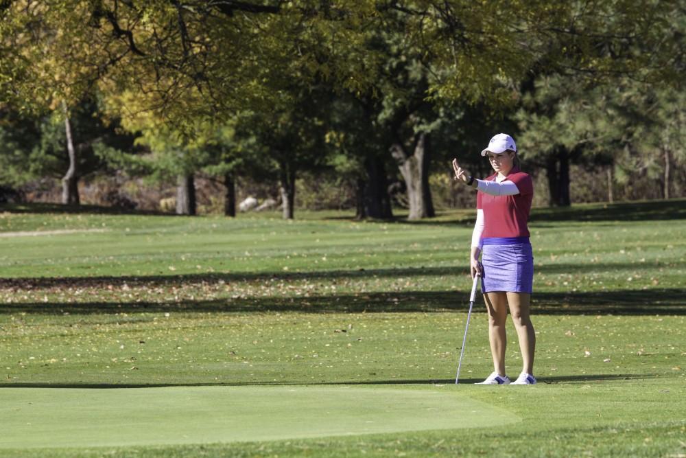 GVL / Sara Carte
Grand Valley Grils Golf compete at the Davenport Invitational at Blythefield Country Club on Oct. 26.