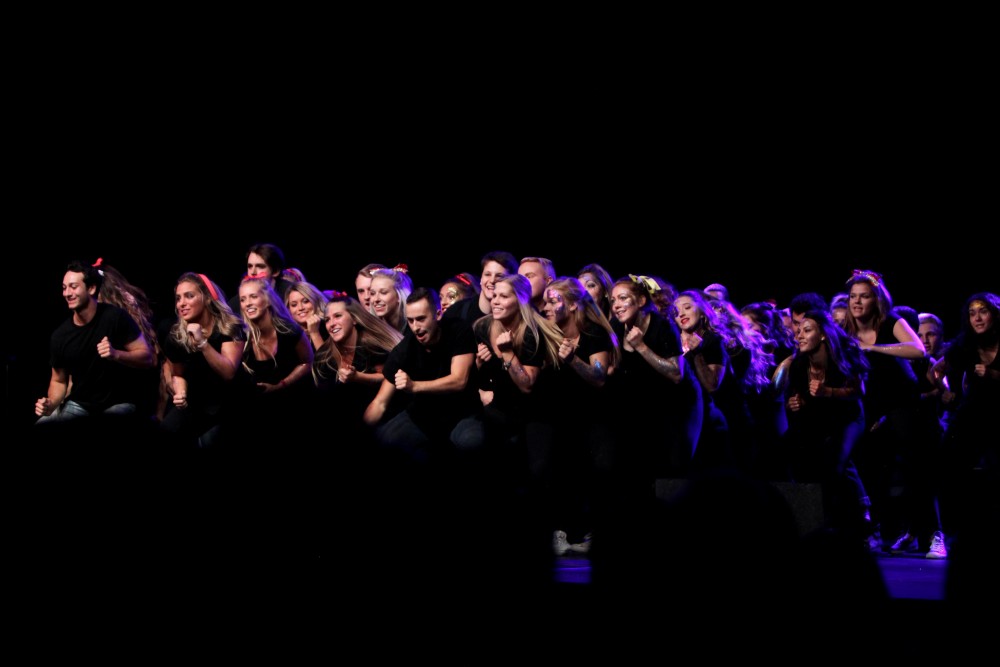 Different groups of students participated in the live stream lip sync concert on Oct. 21 in Allendale, MI. All students were welcome to attend as part of the weeks homecoming activities. 