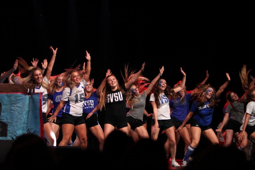 Members of The Beauties and The Beast group perfomed in the live stream lip sync concert on Oct. 21 in Allendale, MI. Different sororities and fraternites were paired up to perform together. 