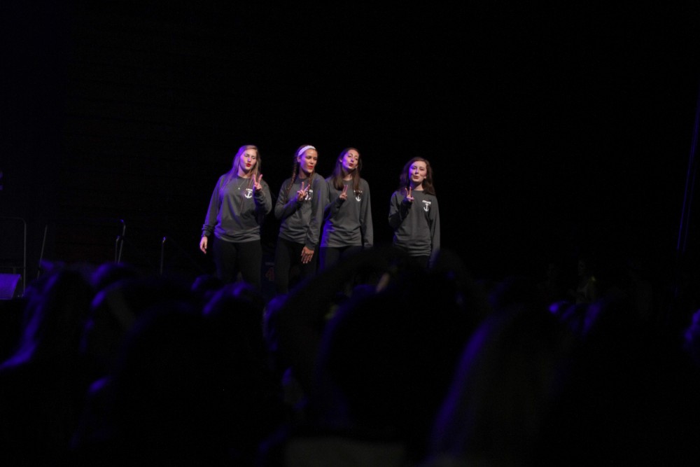 Various groups performed at the live stream lip sync concert on Oct. 21 in Allendale, MI. The lip sync concert was one of the activites available to attend during homecoming week. 
