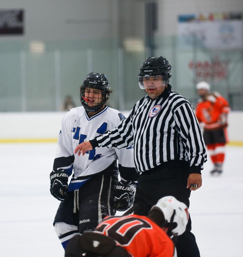 GVL / Kevin Sielaff - Grand Valley's Divison II men's hockey squad squares off against Bowling Green University Oct. 16 at Georgetown Ice Arena.