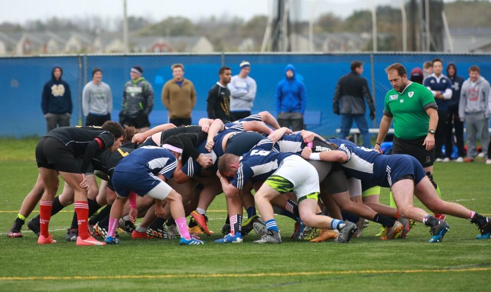 GVL / Kevin Sielaff - Grand Valley's club rugby team defeats Oakland University Oct. 3 in Allendale.