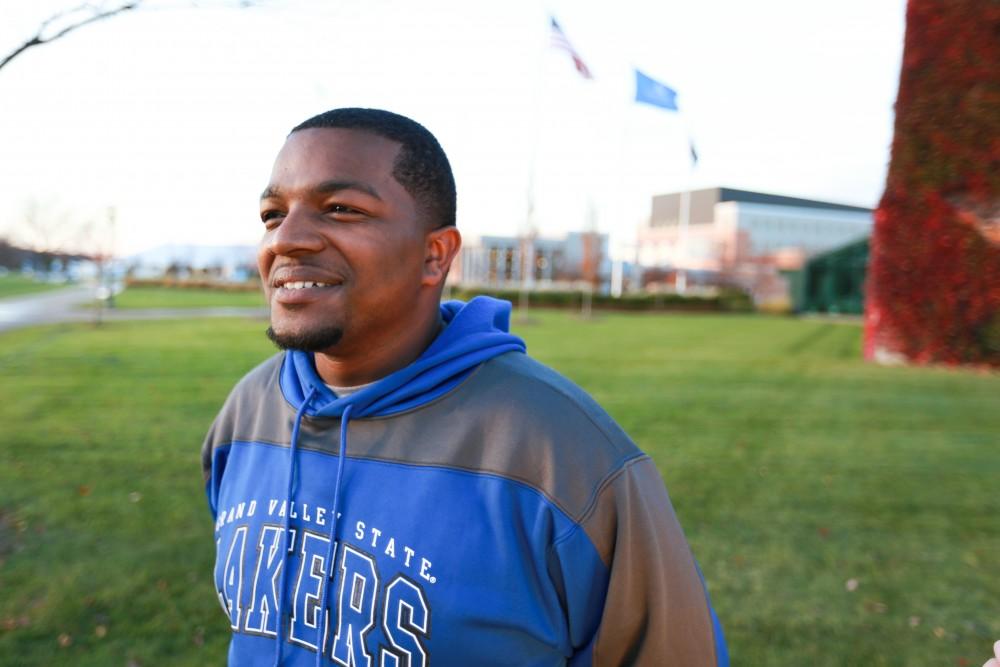 GVL / Kevin Sielaff - Stepha'N Quicksey, lead organizer of the Detroit Network of Future Leaders,  poses on Grand Valley's campus Oct. 30.