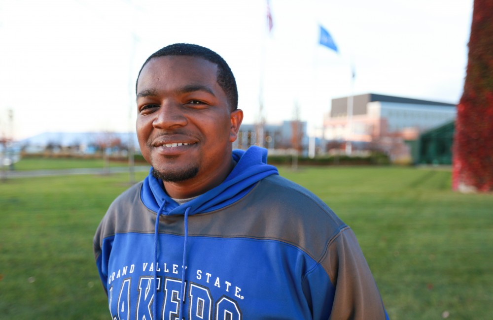 GVL / Kevin Sielaff - Stepha'N Quicksey, lead organizer of the Detroit Network of Future Leaders,  poses on Grand Valley's campus Oct. 30.