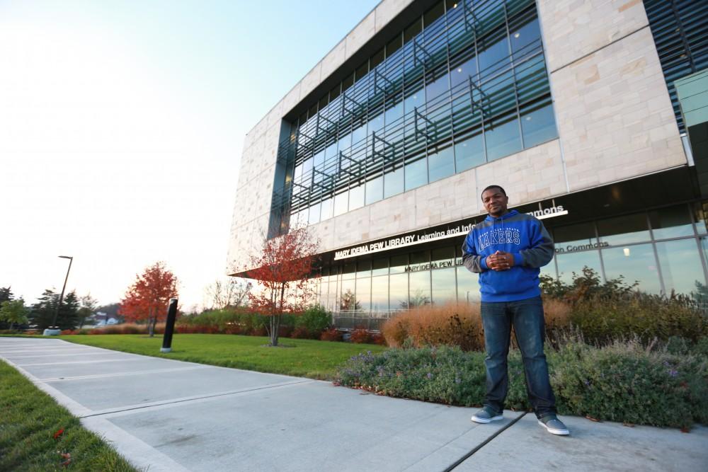 GVL / Kevin Sielaff - Stepha'N Quicksey, lead organizer of the Detroit Network of Future Leaders,  poses on Grand Valley's campus Oct. 30.