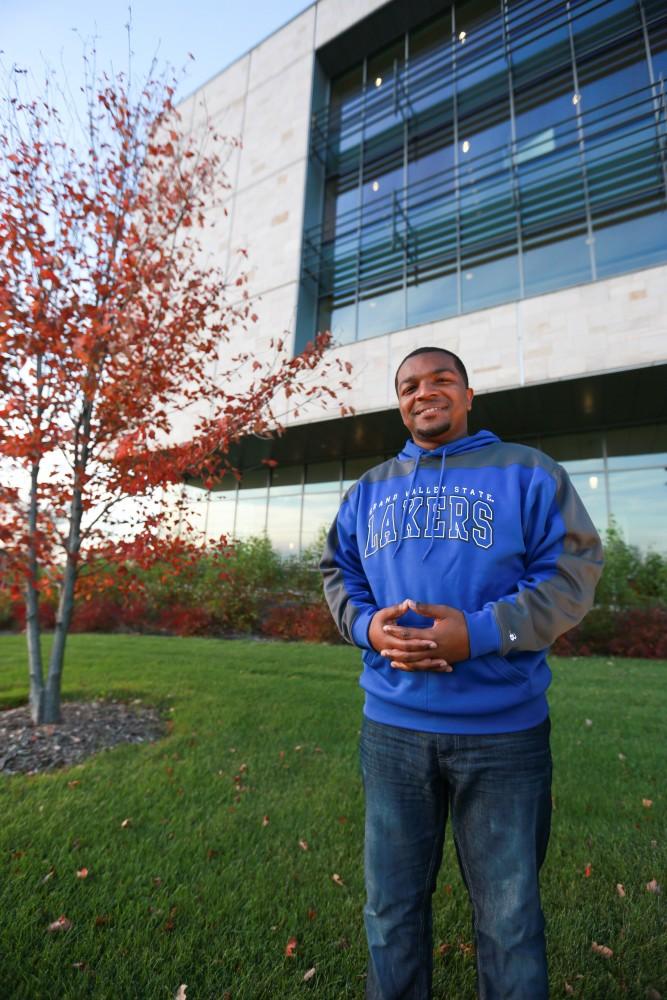 GVL / Kevin Sielaff - Stepha'N Quicksey, lead organizer of the Detroit Network of Future Leaders,  poses on Grand Valley's campus Oct. 30.