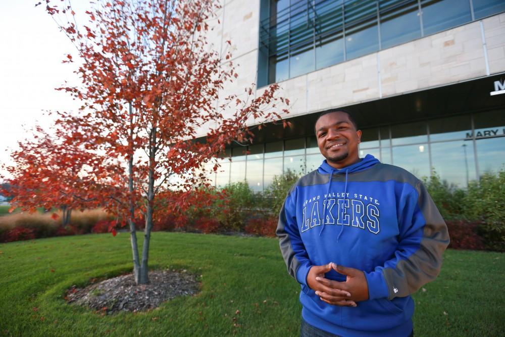 GVL / Kevin Sielaff - Stepha'N Quicksey, lead organizer of the Detroit Network of Future Leaders,  poses on Grand Valley's campus Oct. 30.