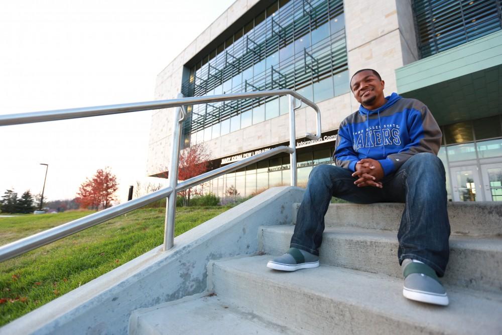 GVL / Kevin Sielaff - Stepha'N Quicksey, lead organizer of the Detroit Network of Future Leaders,  poses on Grand Valley's campus Oct. 30.