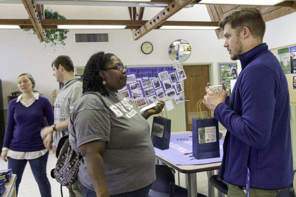 GVL / Sara Carte
Housing Director, Takeelia Garrett (left), talks with students at the Ravine Apartments Community Center to say farewell to the Ravine Apartments for their final year of housing on Oct. 24. 