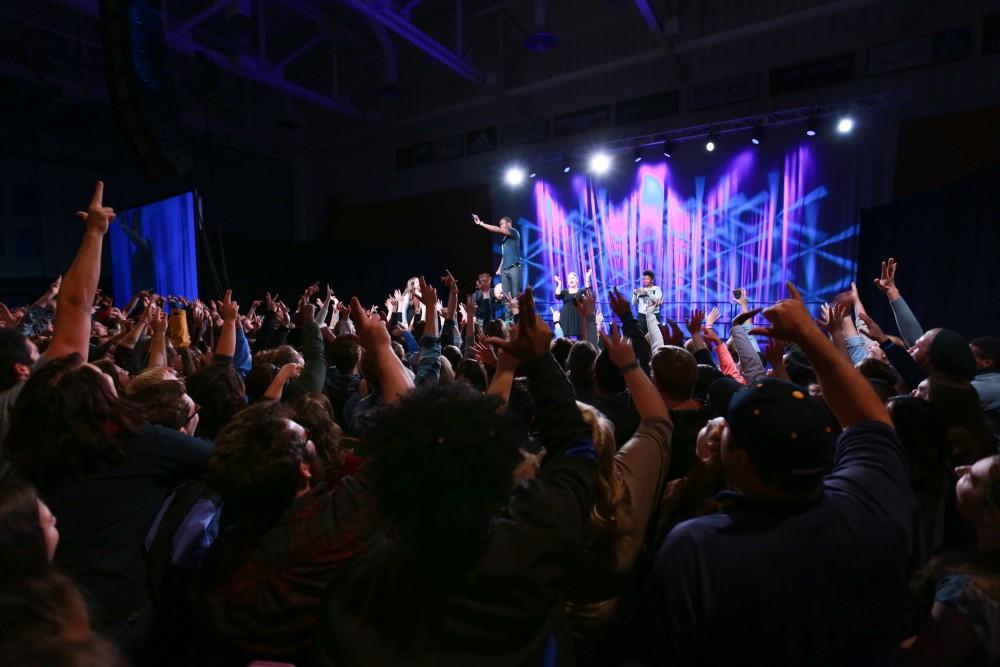 GVL / Kevin Sielaff - Grand Valley hosts SNL comedians Aidy Bryant and Jay Pharoah inside the Fieldhouse Arena Oct. 22.