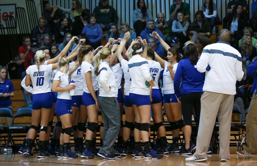 GVL / Kevin Sielaff - Grand Valley sweeps Tiffin Oct. 3 after three sets inside the Fieldhouse Arena in Allendale.