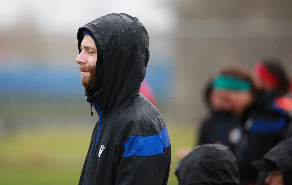 GVL / Kevin Sielaff - Grand Valley's women's club soccer team squares off against Michigan State on a rainy Oct. 31. The Lakers were defeated, with a final score of 2-0 in favor of Michigan State.