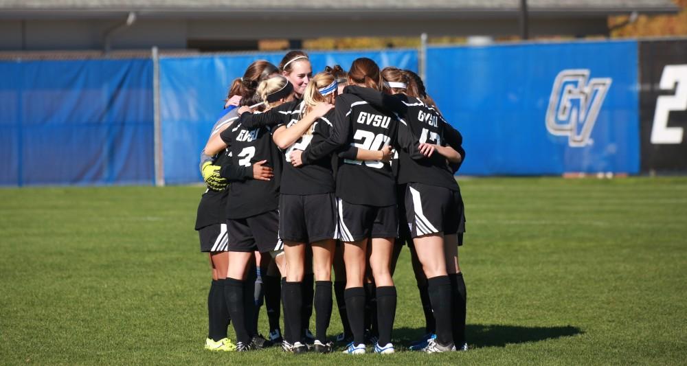 GVL / Kevin Sielaff - Grand Valley's women's soccer team squares off against Northern Michigan Oct. 18 and wins with a final score of 7-0.