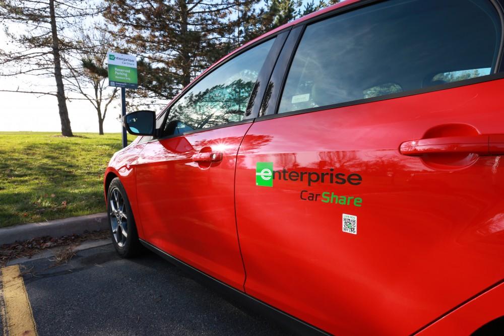 GVL / Kevin Sielaff  
GVSU parterns with member-based Enterprise CarShare to help provide a method of transportation for those who do not have a vehicle on campus. The current CarShare vehicle, pictured above, is located in the Kirkhof metered parking lot.