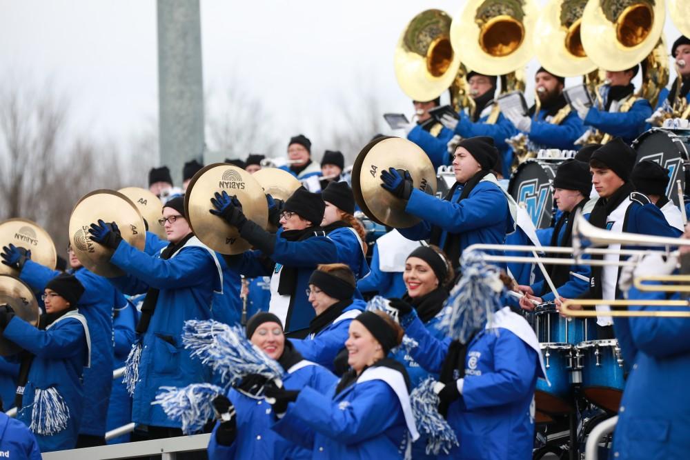 GVL / Kevin Sielaff - The Grand Valley State University marching band joins the football team in Ashland, OH where they square off against the Eagles. Grand Valley defeats Ashland with a final score of 45-28 Nov. 22 at Ashland University.