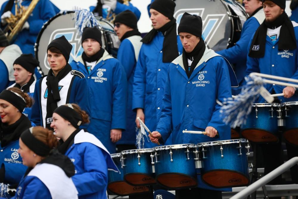 GVL / Kevin Sielaff - The Grand Valley State University marching band joins the football team in Ashland, OH where they square off against the Eagles. Grand Valley defeats Ashland with a final score of 45-28 Nov. 22 at Ashland University.