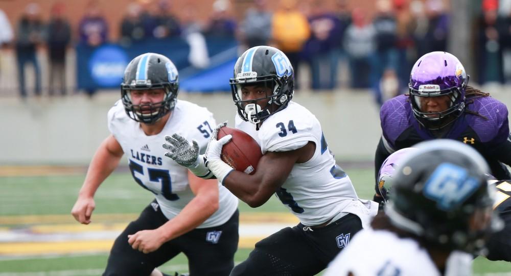 GVL / Kevin Sielaff - Marty Carter (35) sprints toward the end zone.  Grand Valley defeats Ashland with a final score of 45-28 Nov. 22 at Ashland University.