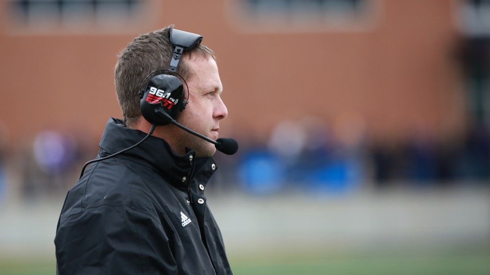 GVL / Kevin Sielaff -  Head coach Matt Mitchell looks on toward the play.  Grand Valley defeats Ashland with a final score of 45-28 Nov. 22 at Ashland University.