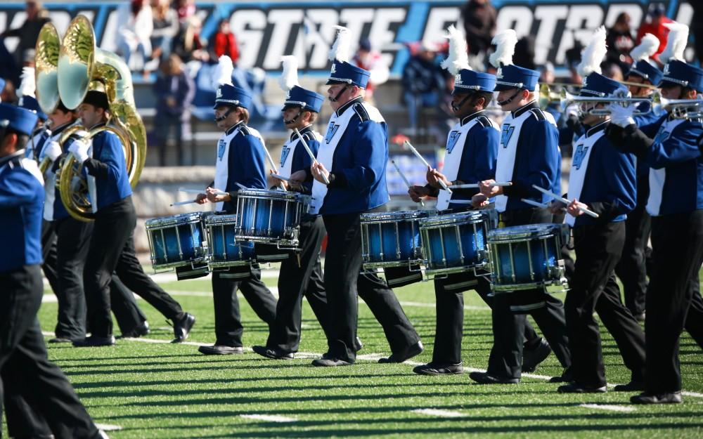 GVL / Kevin Sielaff - The Laker Marching Band plays their pre-game show before the game.  Grand Valley squares off against SVSU Nov. 14 in Allendale. The Lakers hold on and win with a final score of 24-17.