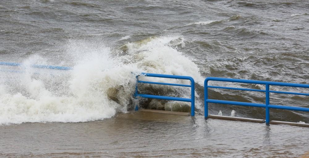 GVL / Kevin Sielaff - Large waves slam the shoreline of Grand Haven State Park Nov. 14.