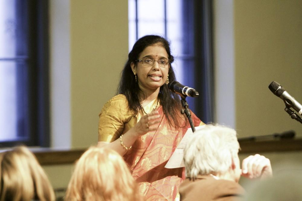 GVL / Sara Carte
Beena Chandran shares the traditions and culture of the celebration of Diwali during the Interfaith Diwali Celebration at Fountain Street Church on Oct. 30.