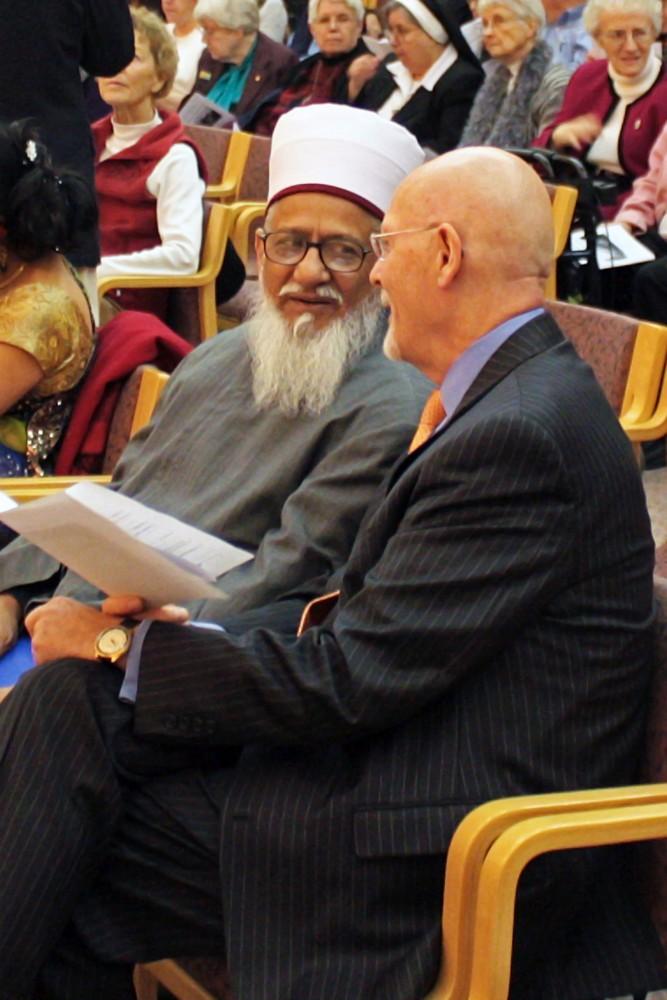 GVL / Courtesy Katherine West
Interfaith Thanksgiving Celebration 2013 — Imam Dr. Sahibzada and Michael Hampton