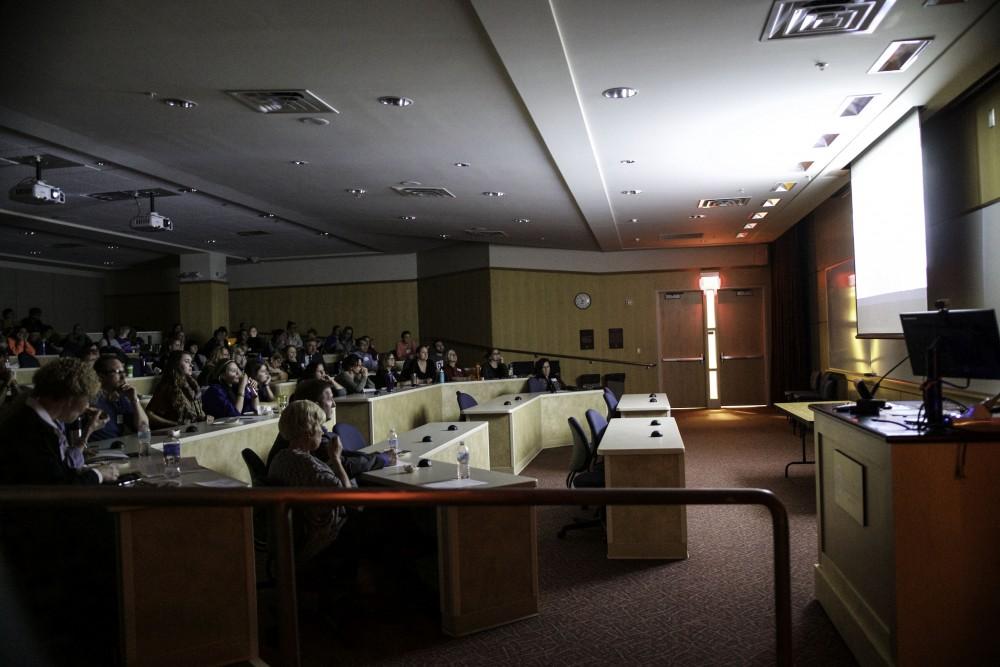 GVL / Sara Carte
Grand Valley students and staff watch the documentary film screening of  “Paper Tigers” in the Cook-DeVos Center for Health Sciences downtown Grand Rapids on Nov. 16.