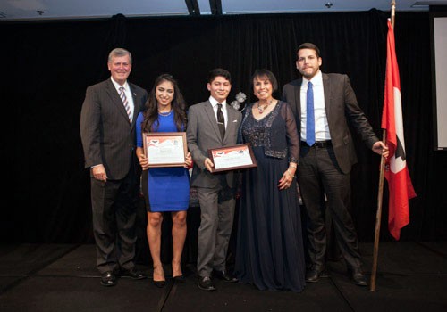 GVL / Courtesy GVNow.com 
Pictured at the annual Hispanic Scholarship and Awards Gala are, from left, President Thomas J. Haas, Jessica Solis, Christopher Lopez, Lupe Ramos-Montigny and Vice President for Inclusion and Equity Jesse Bernal. 