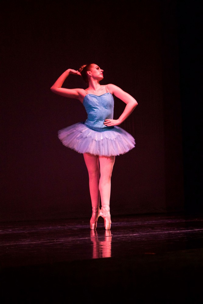 GVL / Sara Carte
The Grand Valley Dance Company rehearses for their fall dance concert at the Performing Arts Center in the Louis Armstrong Theatre on Dec. 4. 