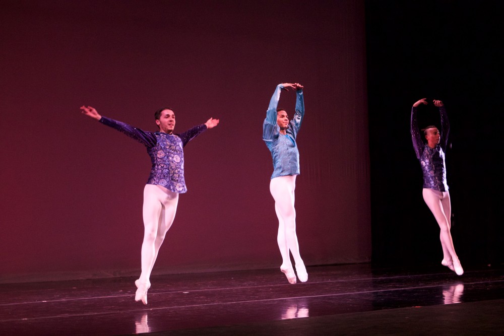 GVL / Sara Carte
The Grand Valley Dance Company rehearses for their fall dance concert at the Performing Arts Center in the Louis Armstrong Theatre on Dec. 4. 