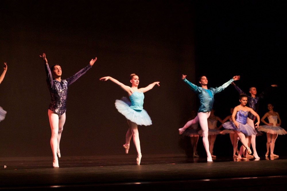 GVL / Sara Carte
The Grand Valley Dance Company rehearses for their fall dance concert at the Performing Arts Center in the Louis Armstrong Theatre on Dec. 4. 