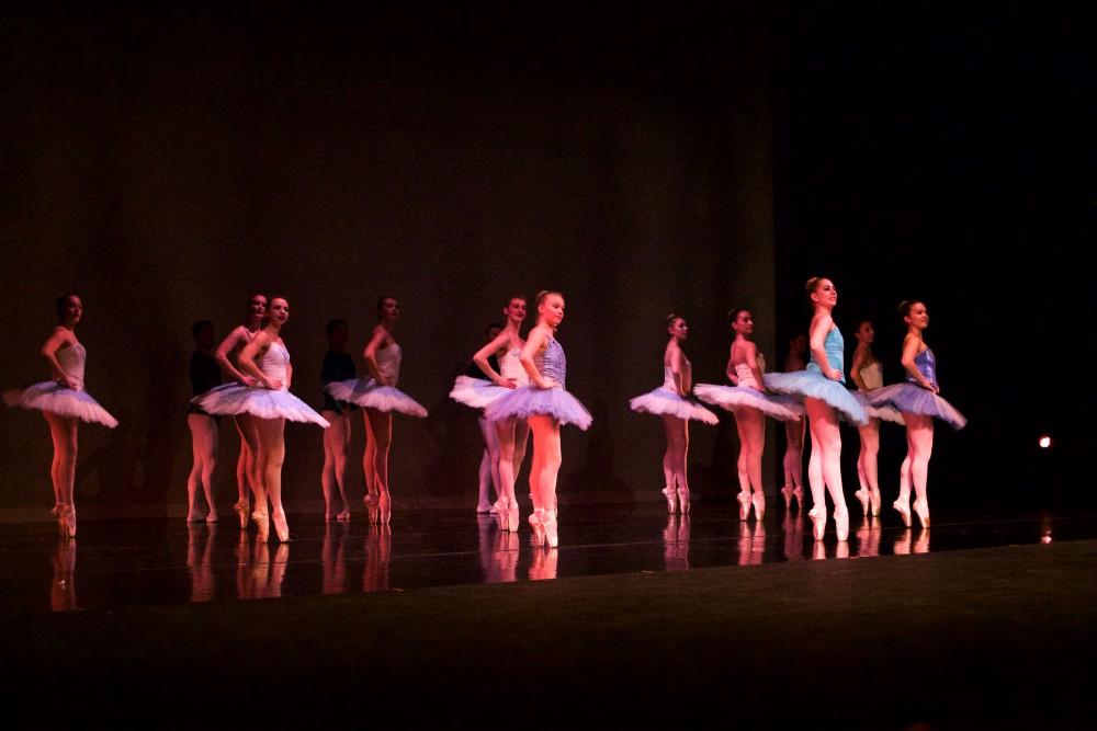 GVL / Sara Carte
The Grand Valley Dance Company rehearses for their fall dance concert at the Performing Arts Center in the Louis Armstrong Theatre on Dec. 4. 