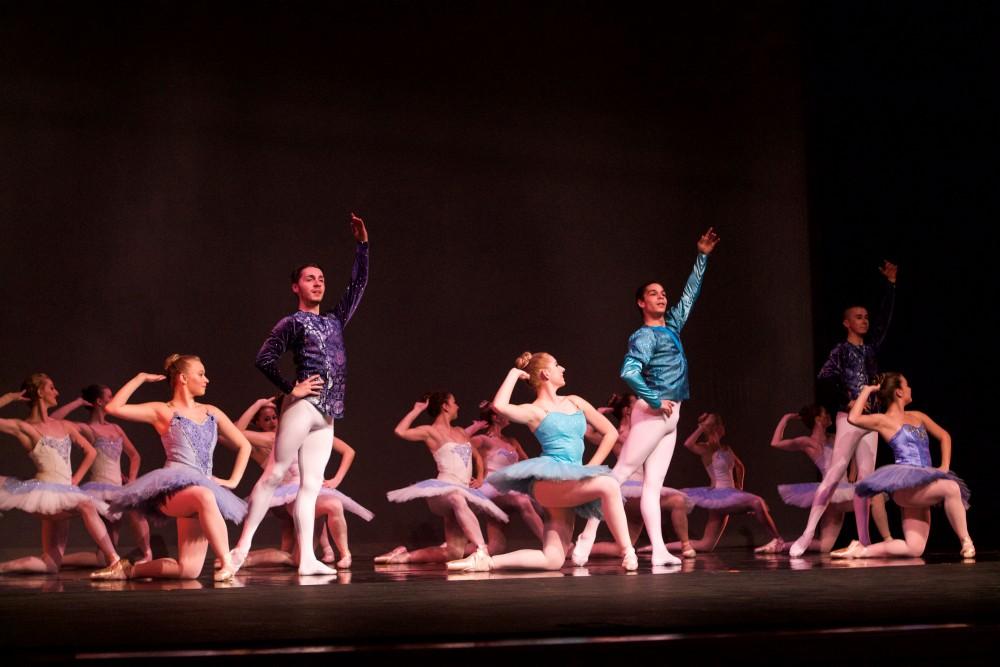 GVL / Sara Carte
The Grand Valley Dance Company rehearses for their fall dance concert at the Performing Arts Center in the Louis Armstrong Theatre on Dec. 4. 