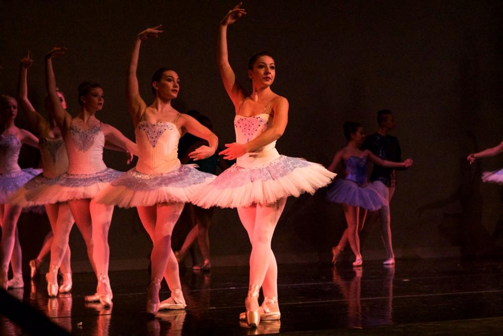 GVL / Sara Carte
The Grand Valley Dance Company rehearses for their fall dance concert at the Performing Arts Center in the Louis Armstrong Theatre on Dec. 4. 