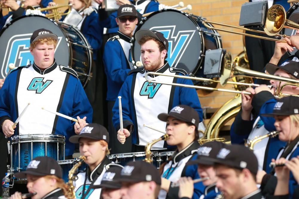 GVL / Kevin Sielaff - The GVSU Marching Band attends the football game in West Virginia.  The Lakers fall to the Rams of Shepard University with a final score of 34-32 Dec. 12 in Shepardstown, West Virginia.