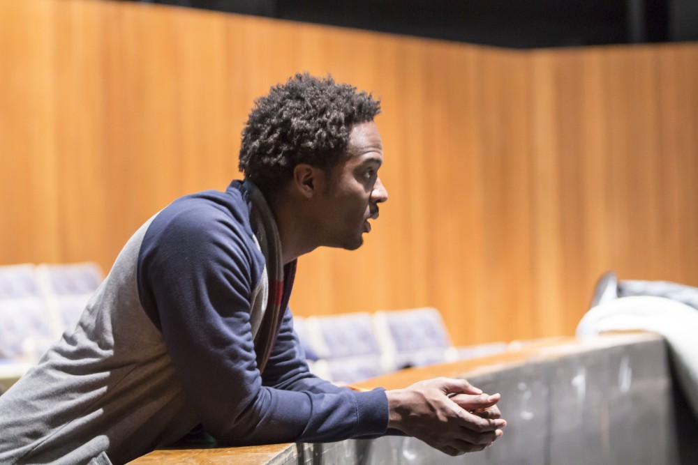 GVL / Sara Carte
“Godspell” director, Chris Carter, directs the Grand Valley State University Opera Theatre cast during rehearsal in the Performing Arts Center on Firday, Jan. 29, 2016. Opening night of the production is on Friday, Feb. 5, 2016 in the Performing Arts Center.