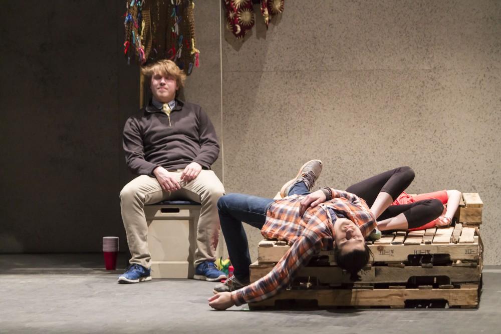 GVL / Sara Carte
The Grand Valley State University Opera Theatre cast rehearse for their production of “Godspell” in the Performing Arts Center on Firday, Jan. 29, 2016. Opening night of the production is on Friday, Feb. 5, 2016 in the Performing Arts Center.