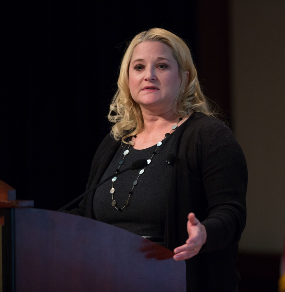 GVL / Kevin Sielaff - State senator Rebekah Warren of Michigan's 18th district speaks at Loosemore Auditorium on Grand Valley's Pew Campus Jan. 22, 2016.