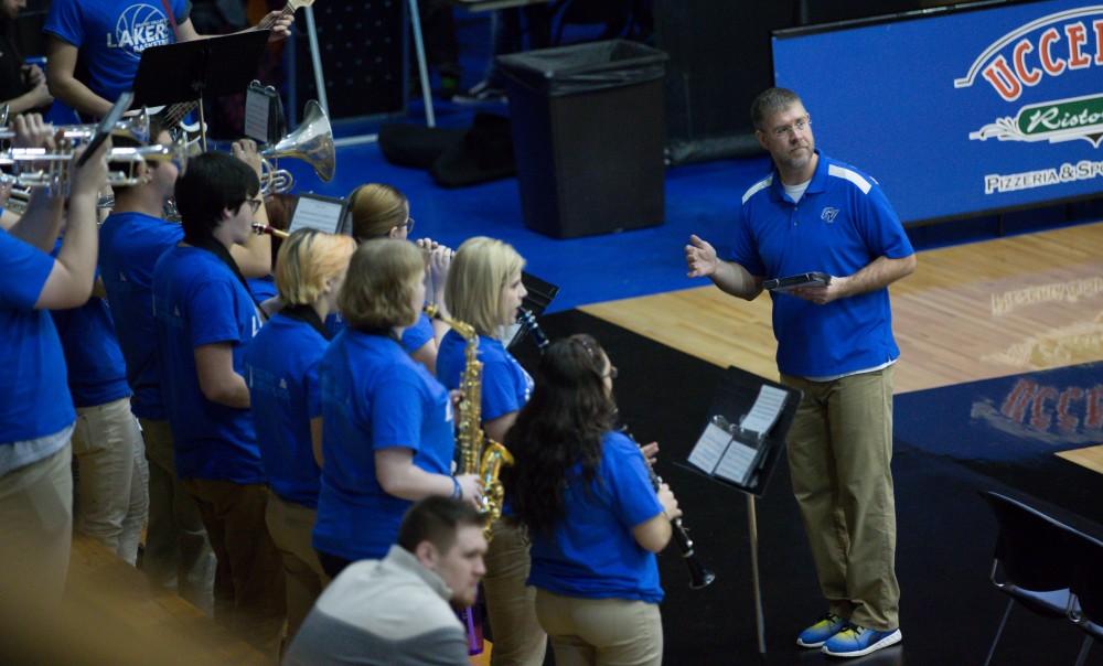 GVL / Kevin Sielaff - Grand Valley's pep band plays during intermission and timeouts at the women's basketball game. The Lakers defeat the Chargers of Hillsdale College Saturday, Jan. 30, 2016 in Allendale.