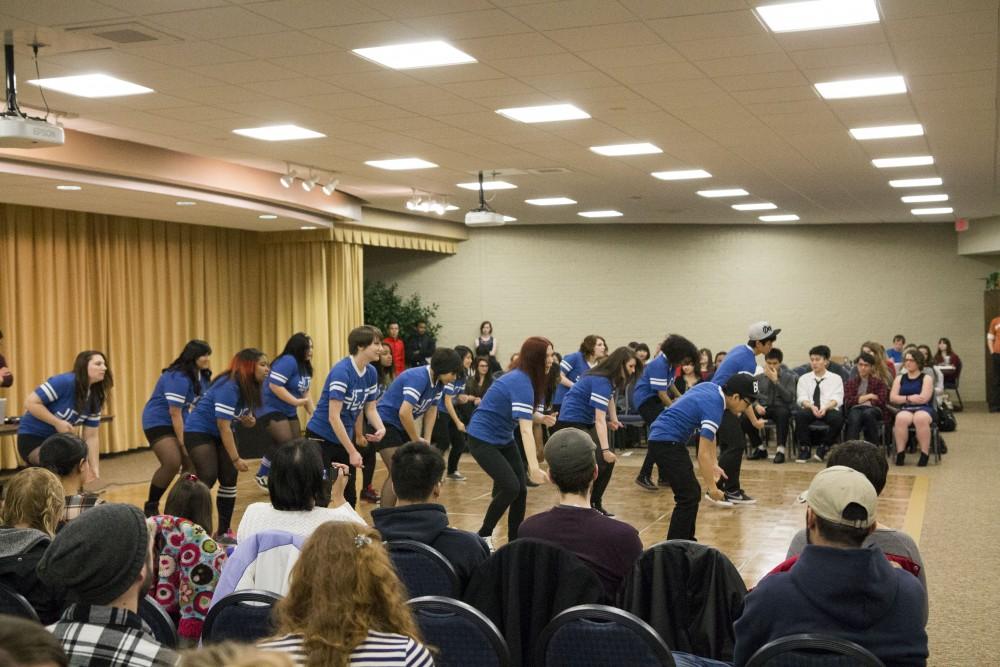 GVL / Sara Carte
The dance group K-GE performs during the Asian New Year Festival 2016, sponsored by the Asian Student Union and the Office of Multicultural Affaris, in the Kirkhof Center on Thursday, Feb. 4, 2016.