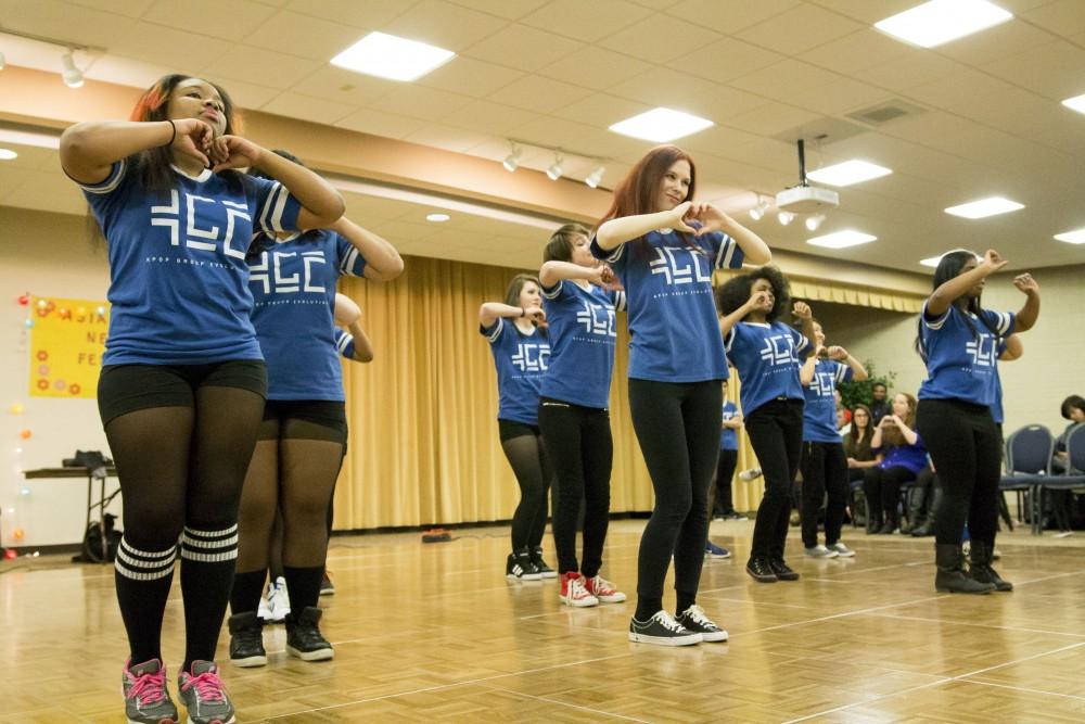 GVL / Sara Carte
The dance group K-GE performs during the Asian New Year Festival 2016, sponsored by the Asian Student Union and the Office of Multicultural Affaris, in the Kirkhof Center on Thursday, Feb. 4, 2016.